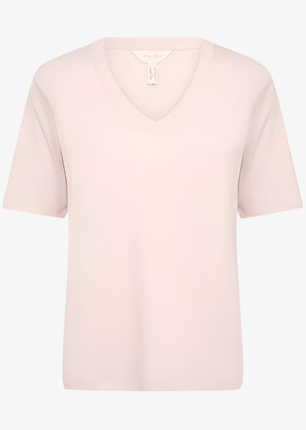 Part Two V-Neck Linen blend T-shirt in Blush