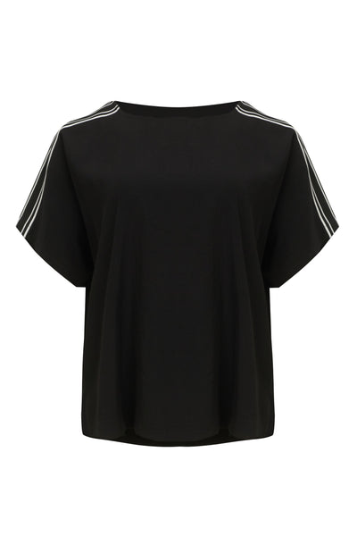 Mat Top with Athleisure Stripe Trim On Sleeve