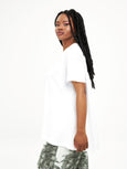Mat V-Neck A-Line Short Sleeve Tee with Inverted Pleat in Front and Back in White