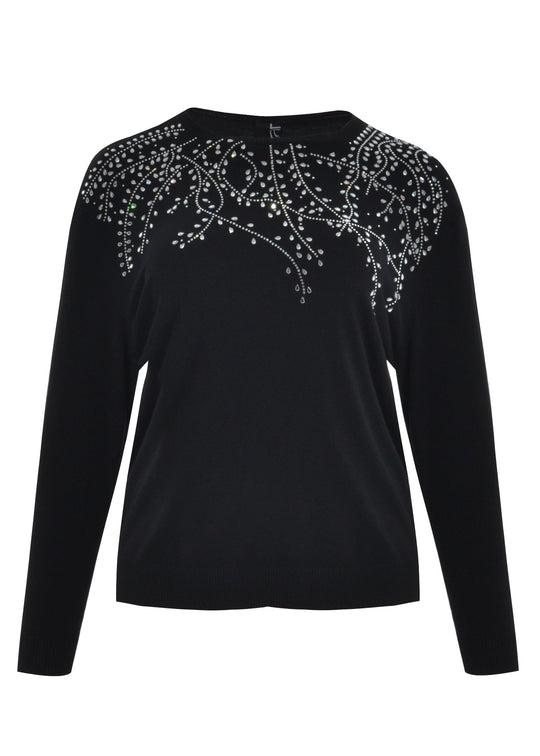 Mat Fashions Long Sleeve Beaded Sweater in Black