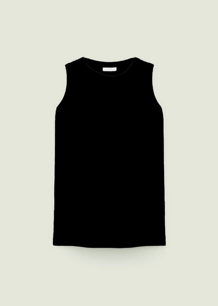 Luisa Viola plus size  A-line Jersey Tank with Side Slits in Black