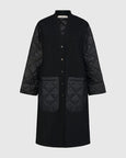 Alembika Quilted Sleeve Long Jacket in Black