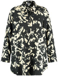 Samoon Abstract Cream/Blk Print Long Sleeve Blouse in Black Prt.