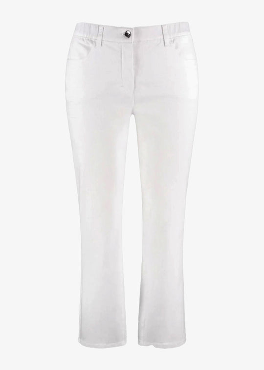 Samoon Stretch Betty Cropped Ankle Jean in White