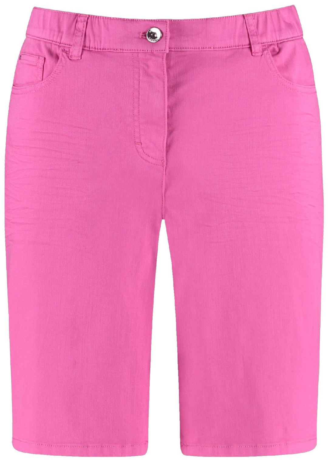 front view of plus size Samoon Stretch Bermuda shorts in Pink