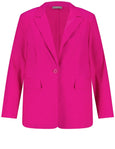 front view of plus size Samoon Textured Stretch Blazer in Pink