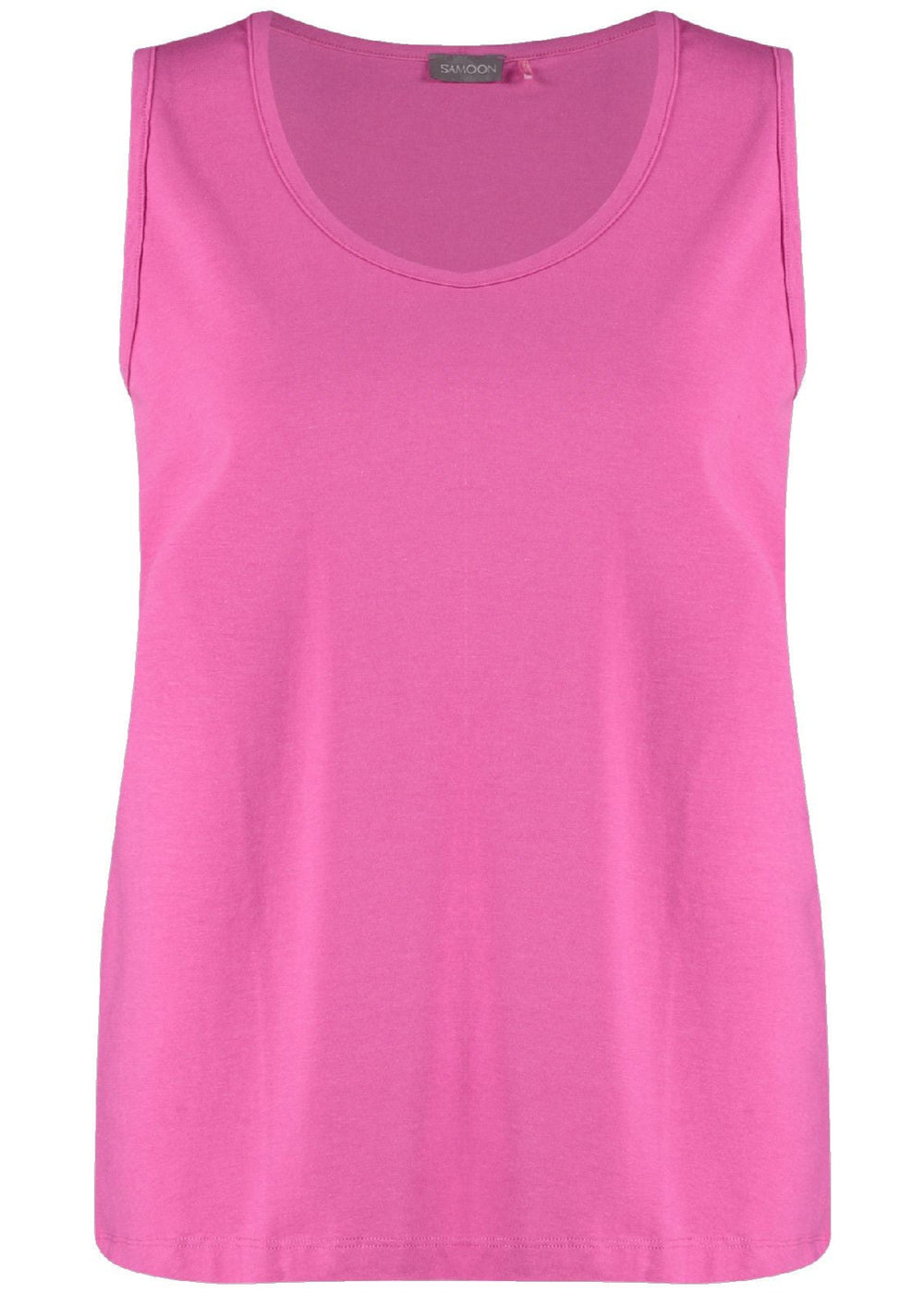 front view of plus size Samoon Modal Cotton stretch Jersey Tank Top in Pink