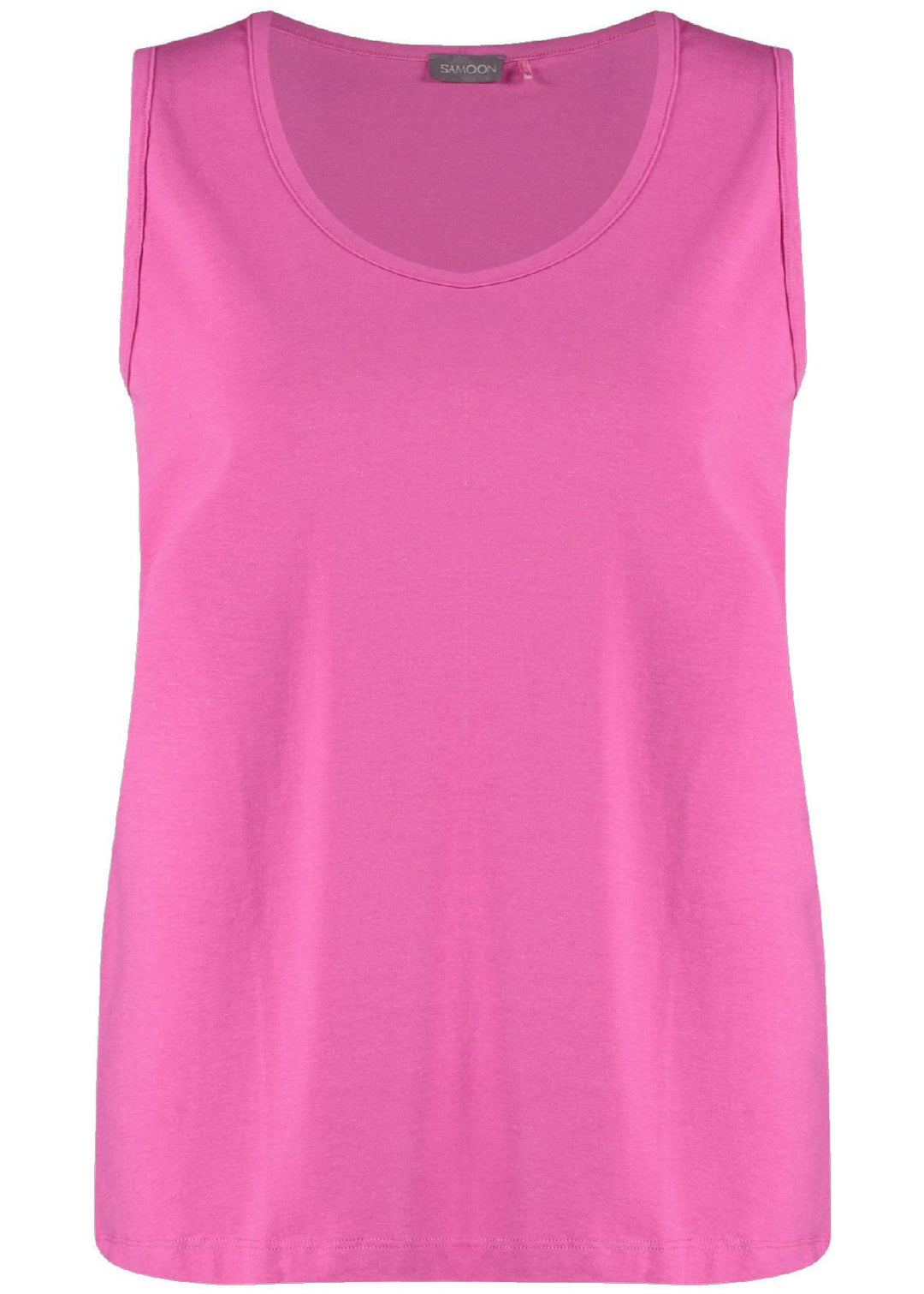 front view of plus size Samoon Modal Cotton stretch Jersey Tank Top in Pink