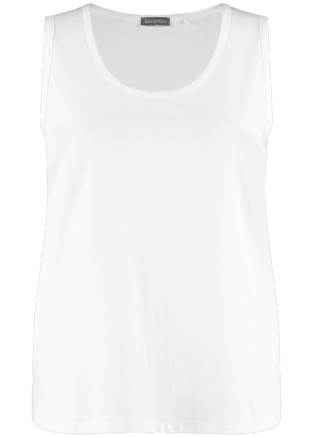 front view of plus size Samoon Modal Cotton stretch Jersey Tank Top in White