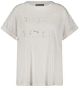 front view of plus size Samoon Beaded "Today is the Day" T-shirt in White