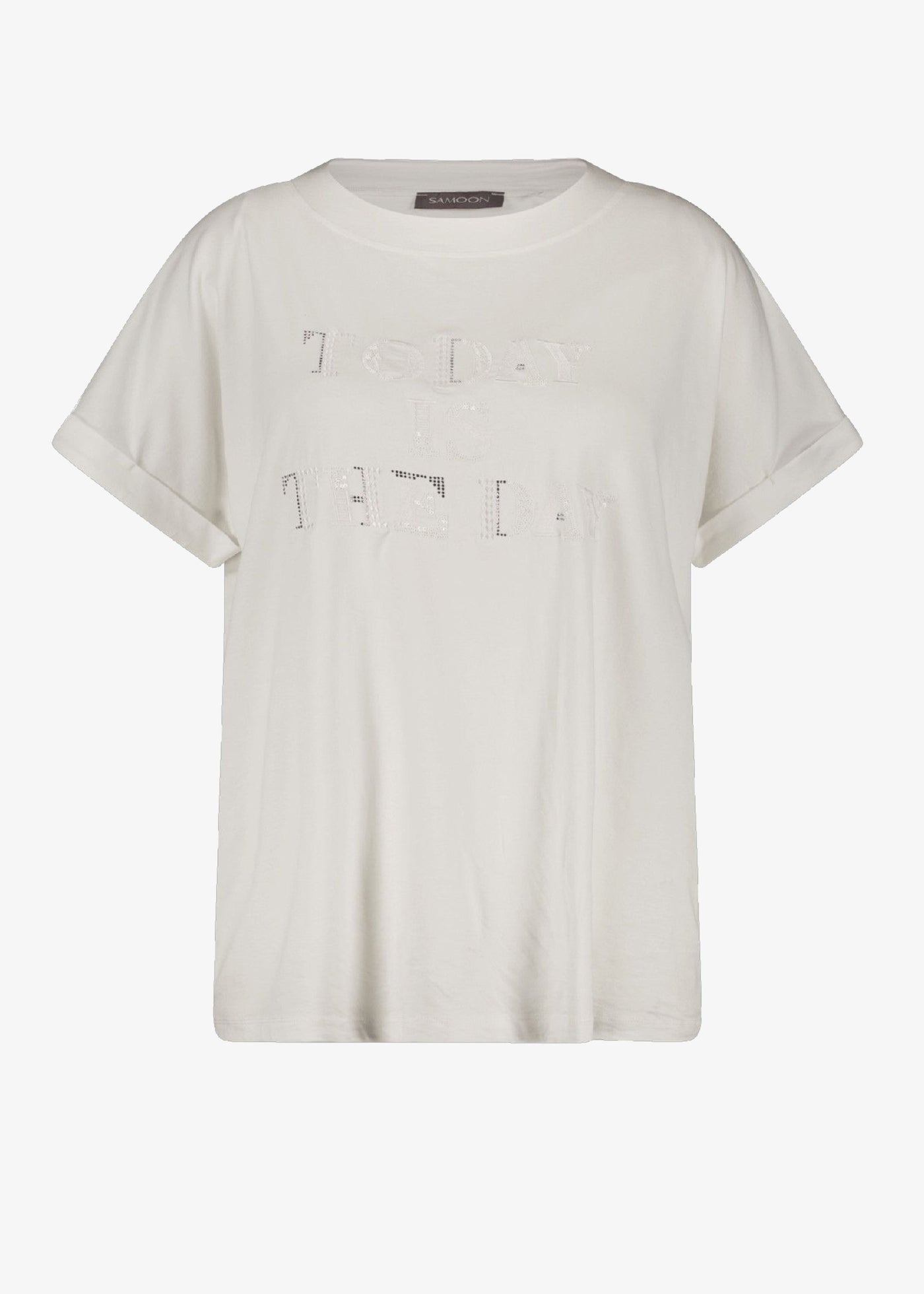 Samoon Beaded "Today is the Day" T-shirt in White
