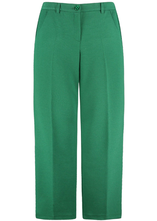 front view of plus size Samoon Fly Front Straight Leg Pant in Dark Green