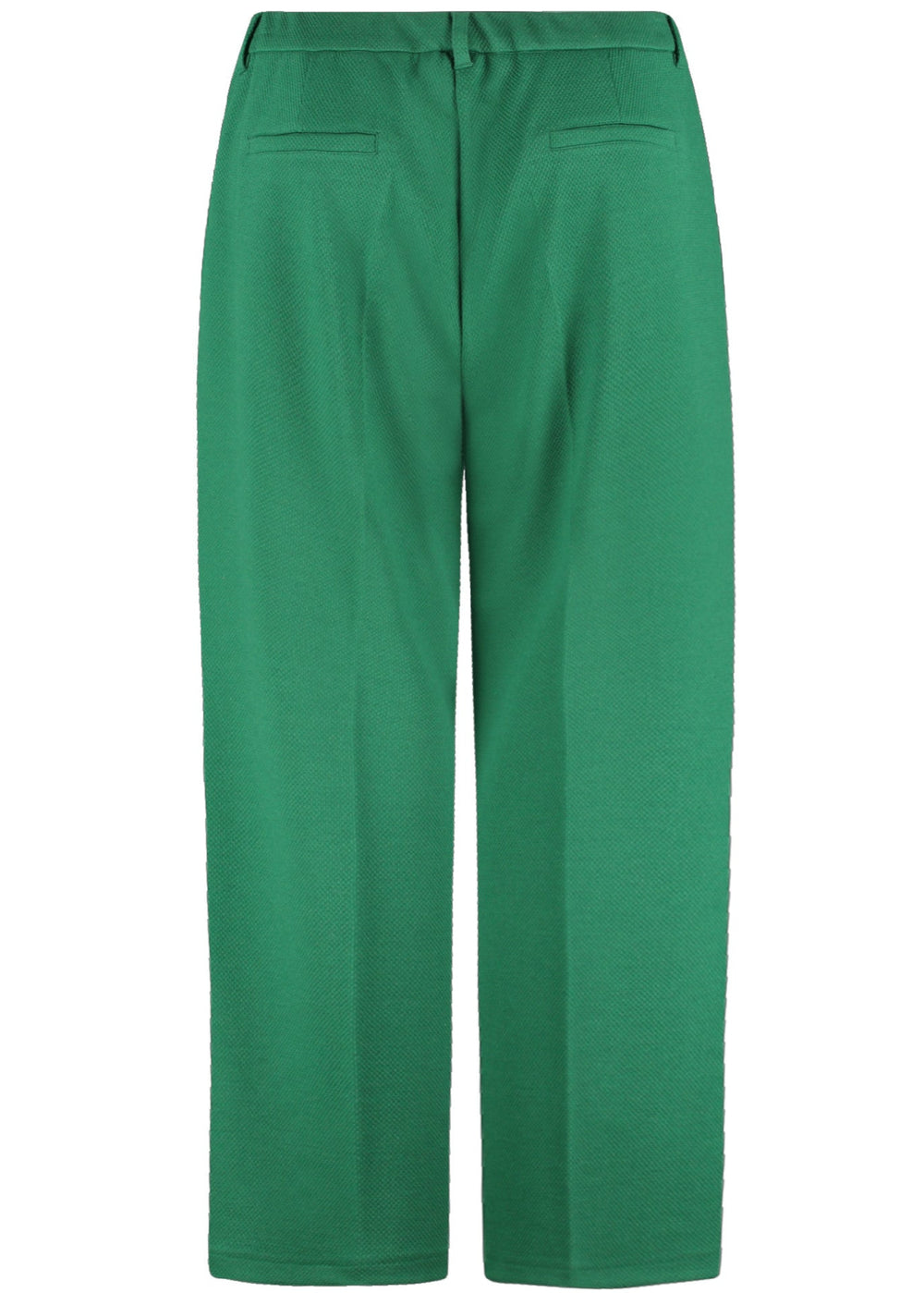 back view of plus size Samoon Fly Front Straight Leg Pant in Dark Green