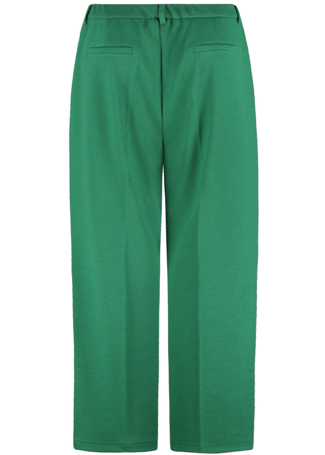 back view of plus size Samoon Fly Front Straight Leg Pant in Dark Green