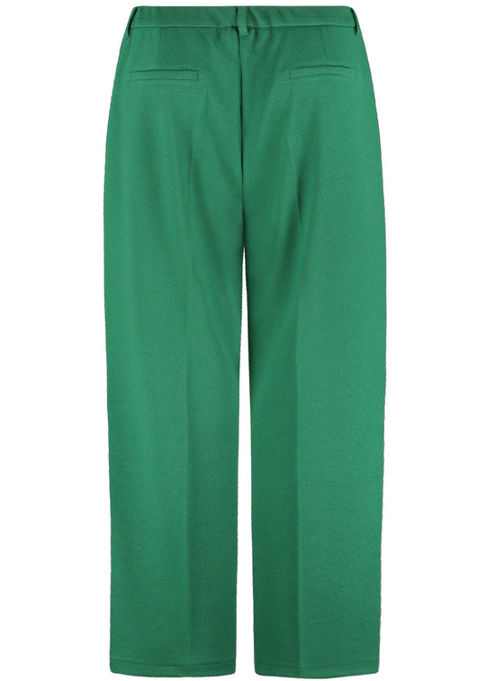 back view of plus size Samoon Fly Front Straight Leg Pant in Dark Green