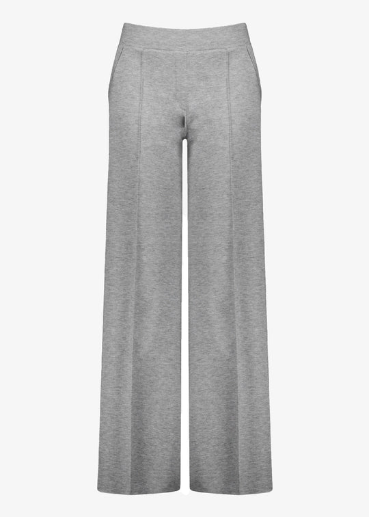 Samoon Grey Melange Wide Leg Pull on Stretch Pant in Mid.Grey Mel.