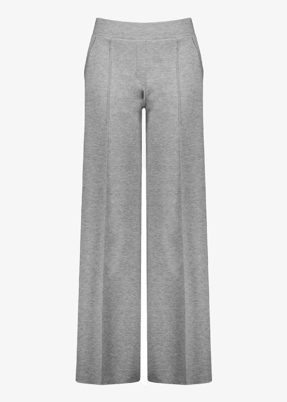 Samoon Grey Melange Wide Leg Pull on Stretch Pant in Mid.Grey Mel.