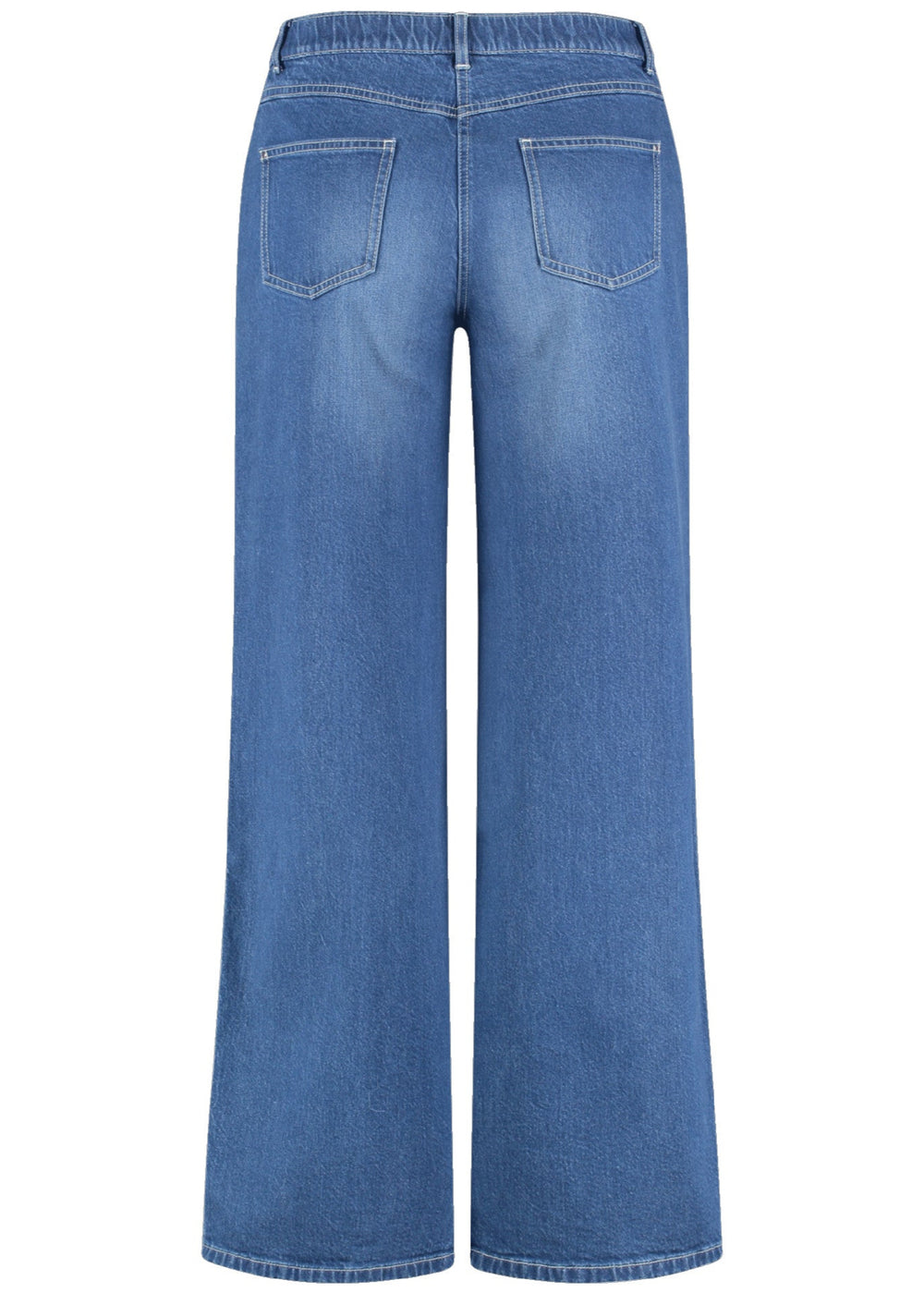 back view of plus size Samoon Stretch Denim Carlotta Jean in Dark Denim Blue