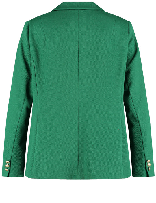 back view of plus size Samoon Two Button Notch Collar Blazer in Dark Green