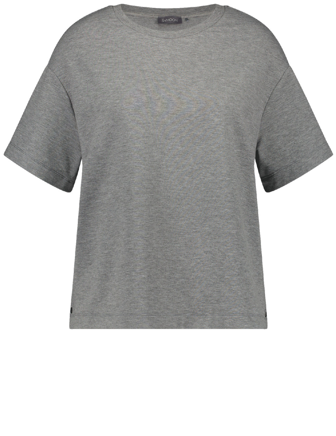 front view of Samoon plus size Short sleeve Grey Melange Tee