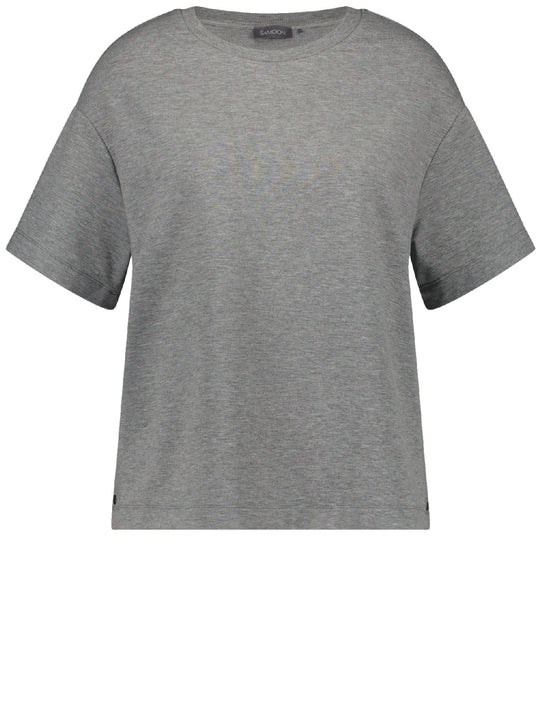 front view of Samoon plus size Short sleeve Grey Melange Tee