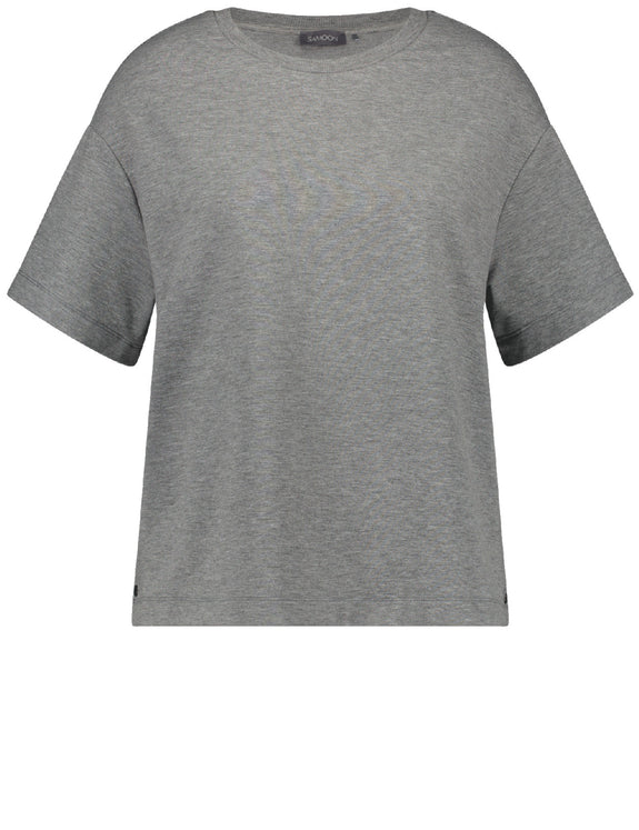 front view of Samoon plus size Short sleeve Grey Melange Tee