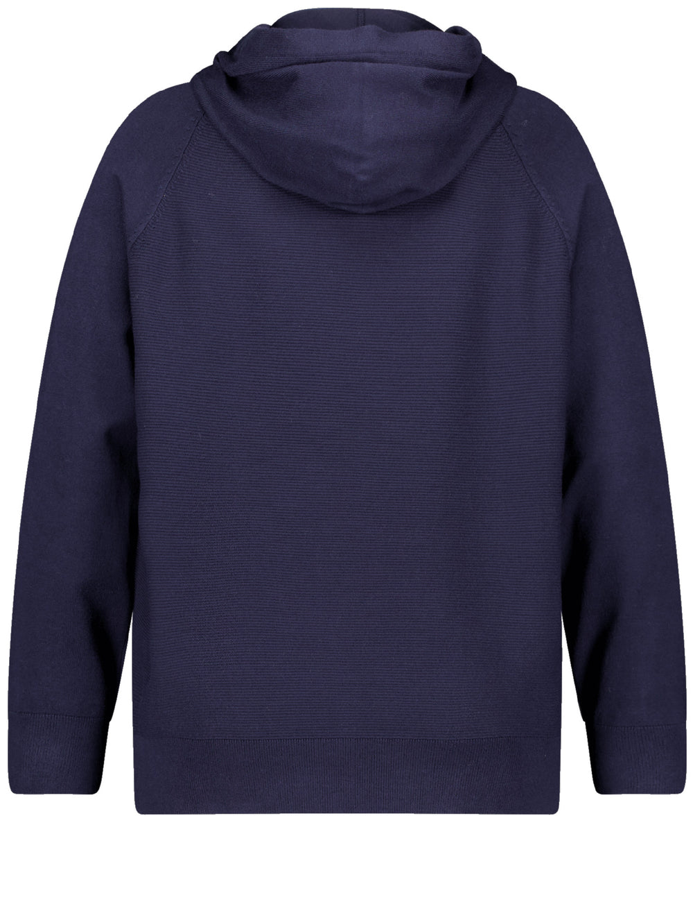 back view of plus size Samoon Hoodie with Sequin Trim in Dark Lake Blue
