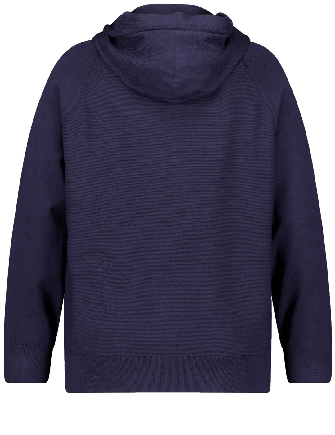 back view of plus size Samoon Hoodie with Sequin Trim in Dark Lake Blue