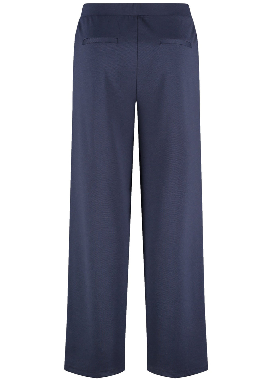 back view of plus size Samoon Jersey Wide Leg Pant in Dark Lake Blue
