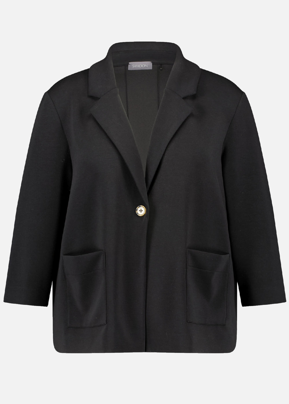 Samoon Stretch Modal blend Single button Blazer in Black
