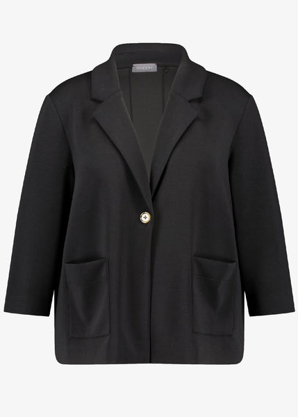 Samoon Black coat with a single button on a white background
