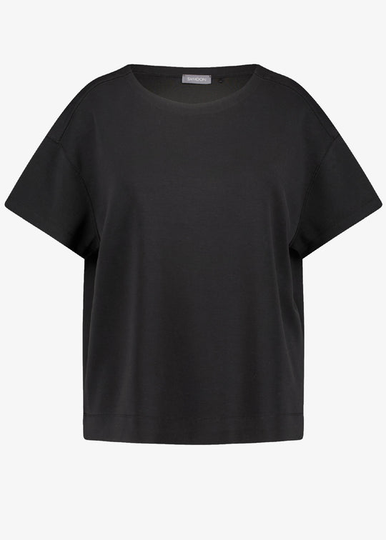 Samoon Short sleeve stretch cotton modal Jersey Tee in Black