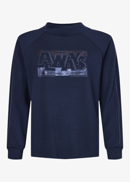 I'Cona Stand Collar Sweat top in Navy