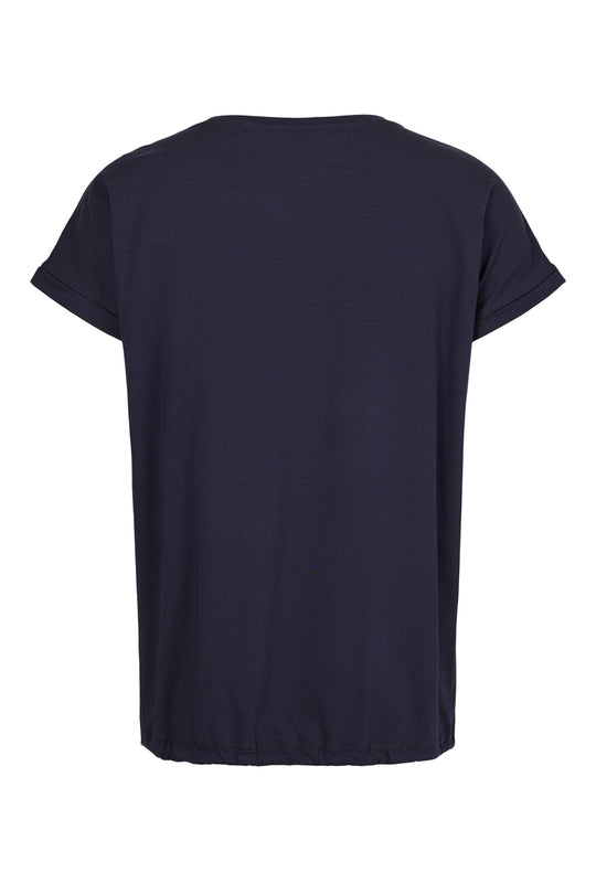 I'Cona Graphic Tee with Drawstring Hem in Navy
