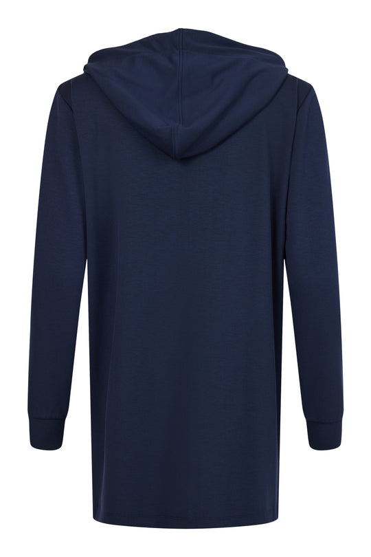 I'Cona Long Zip Front Jacket with Graphic Print in Navy