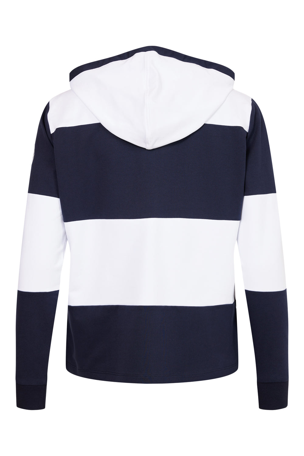 I'Cona Striped Zip Front Hoodie in White/Navy