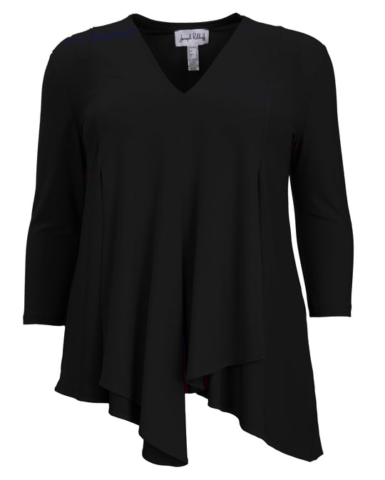Joseph Ribkoff Asymmetrical Three Quarter Sleeve Tunic in Black