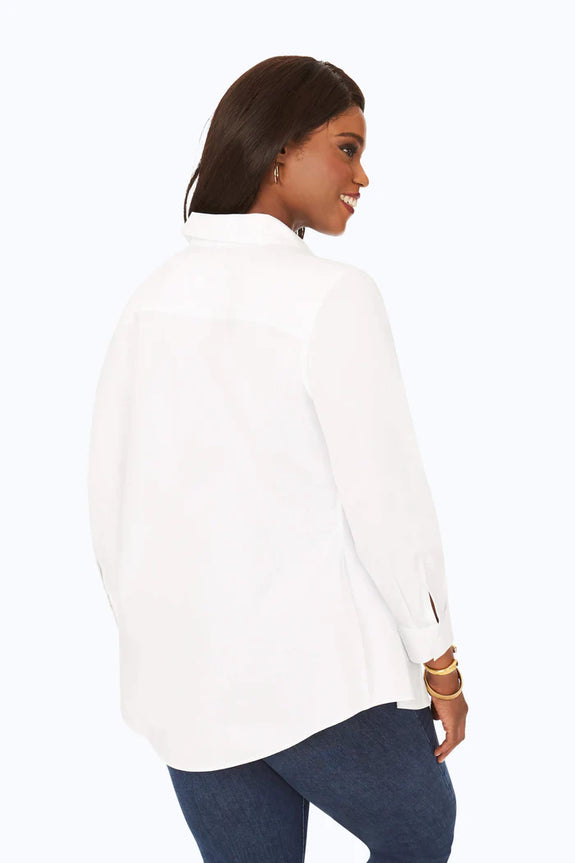 Foxcroft Non Iron Essential Cici Long Sleeve Fit & Flare Tunic in White