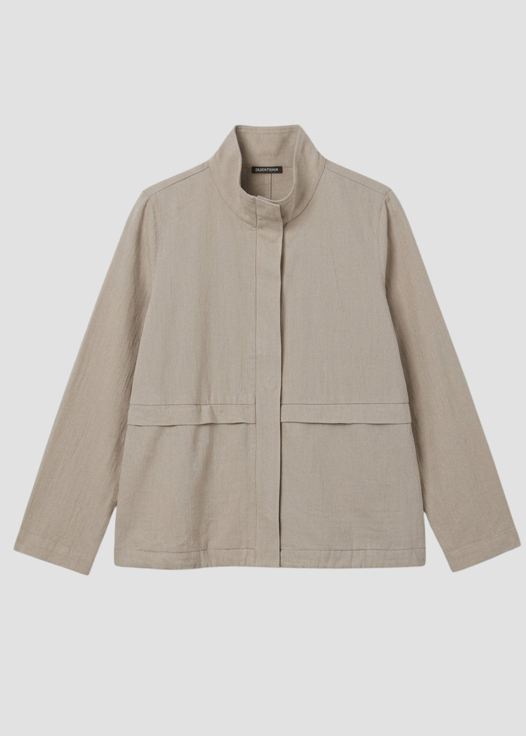 Eileen Fisher Slubby Organic Cotton Linen Zip Up Jacket with Drawstring Hem in Chalk