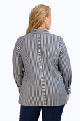 Foxcroft Essential Stretch Striped Pamela Tunic in Black stripe