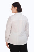 Foxcroft Drape Pearls jacquard Taylor Long Sleeve Shirt in White