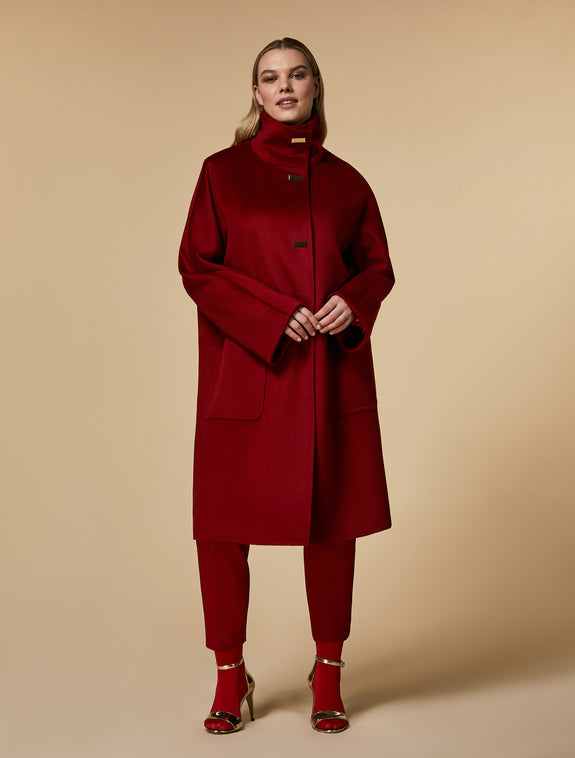 Marina Rinaldi Trionfo Pure Wool Coat in Rossa