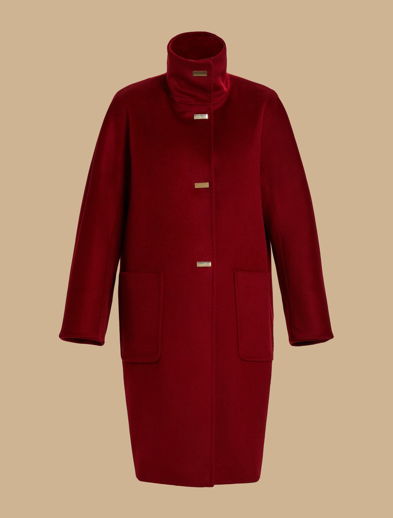 Marina Rinaldi Trionfo Pure Wool Coat in Rossa