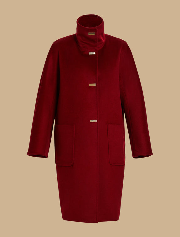 Marina Rinaldi Trionfo Pure Wool Coat in Rossa