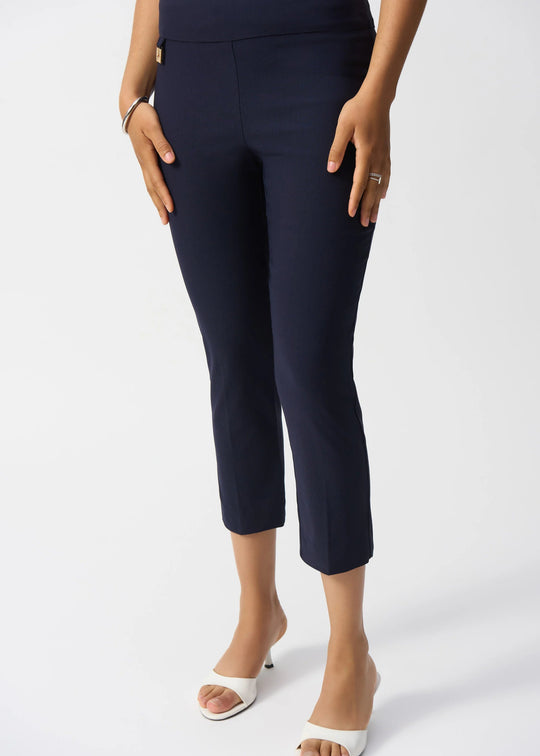 front view of Joseph Ribkoff Millennium Stretch Cropped Pull On Pant in Midnight