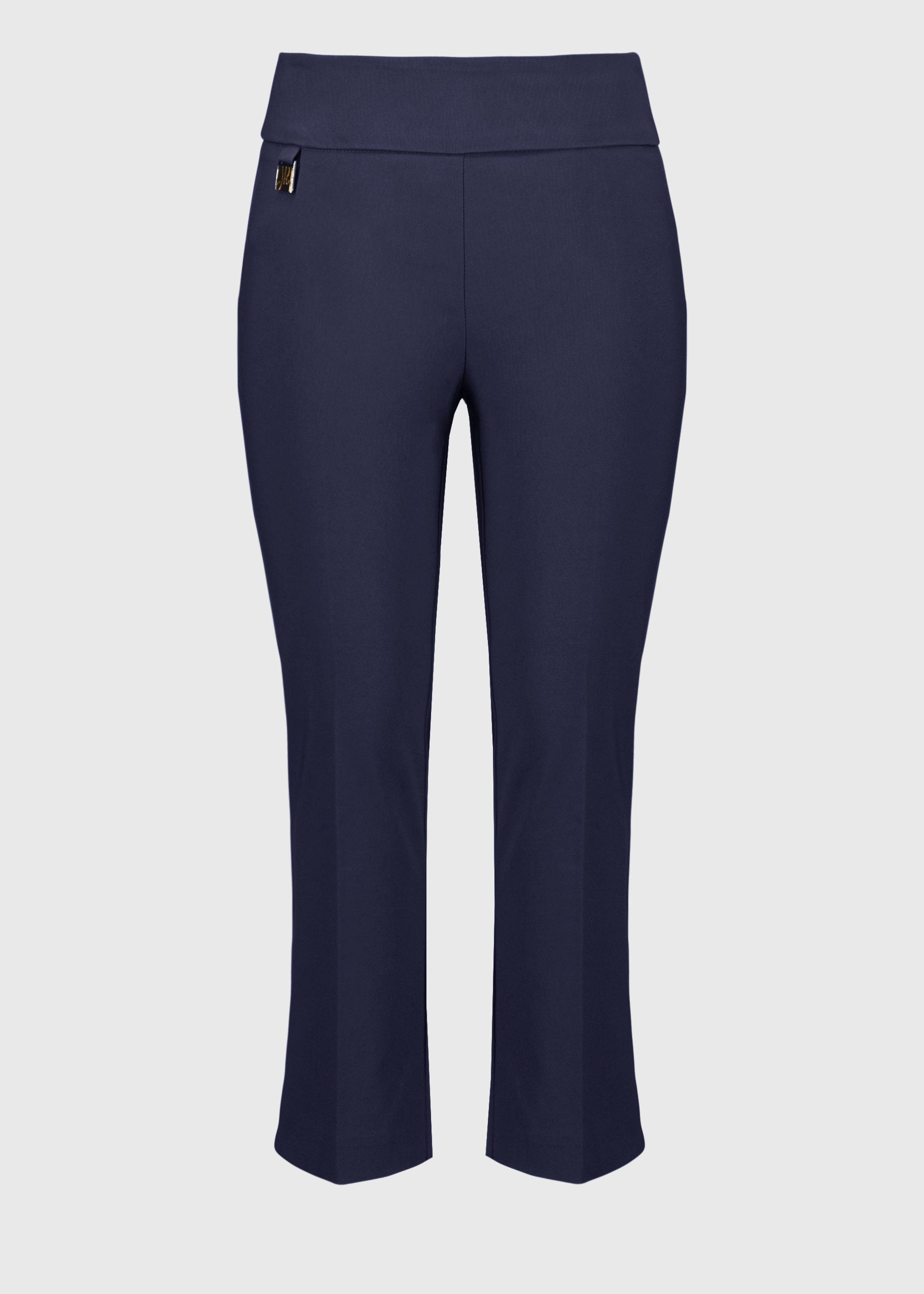front view of Joseph Ribkoff Millennium Stretch Cropped Pull On Pant in Midnight