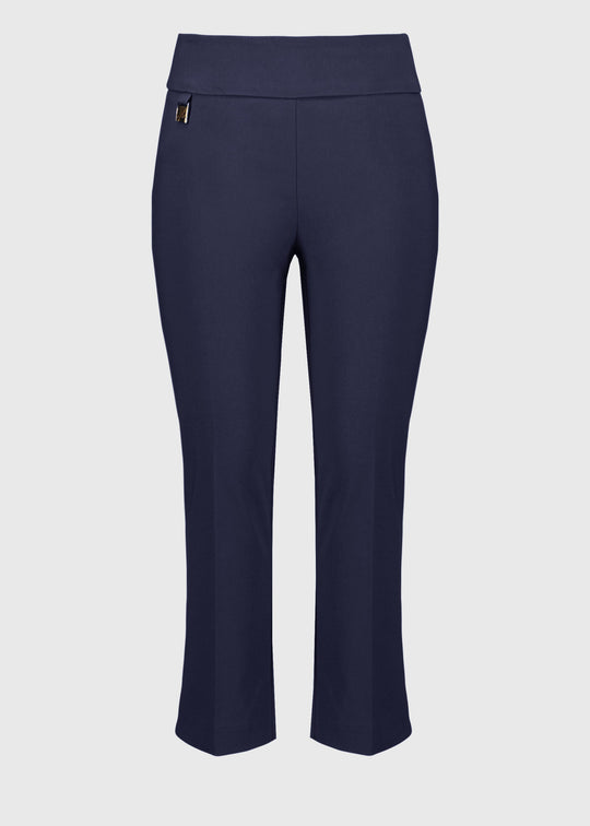 front view of Joseph Ribkoff Millennium Stretch Cropped Pull On Pant in Midnight