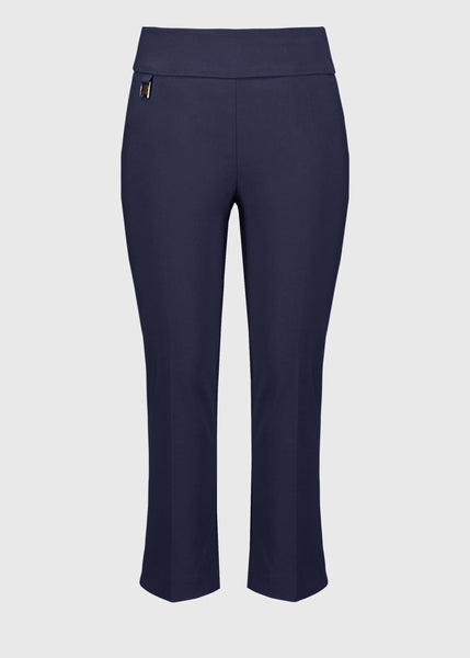 front view of Joseph Ribkoff Millennium Stretch Cropped Pull On Pant in Midnight