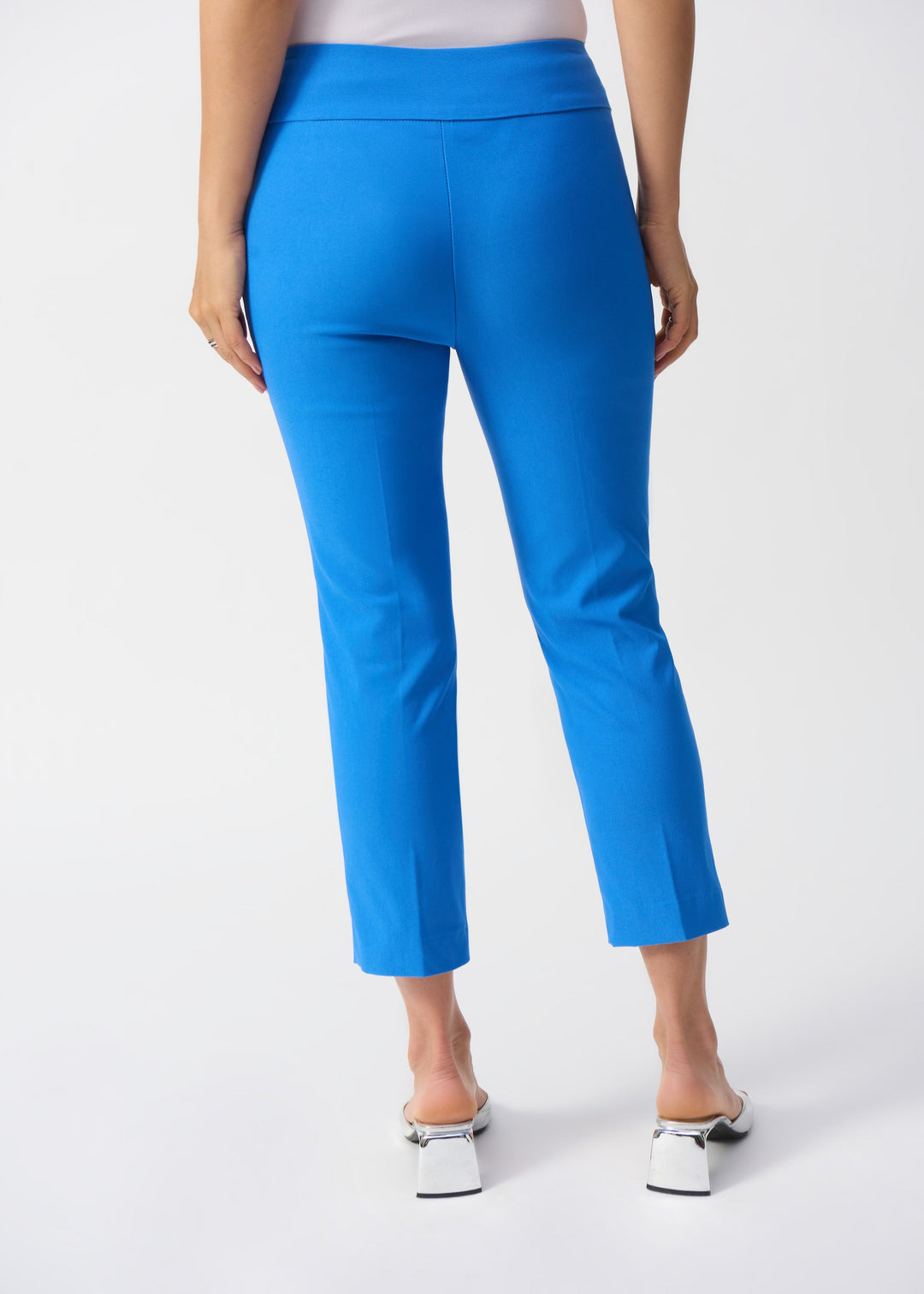 back view of plus size Joseph Ribkoff Millennium Stretch Cropped Pull On Pant in Coastal