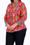 Foxcroft Zoey Long Sleeve Pineapple Print Shirt